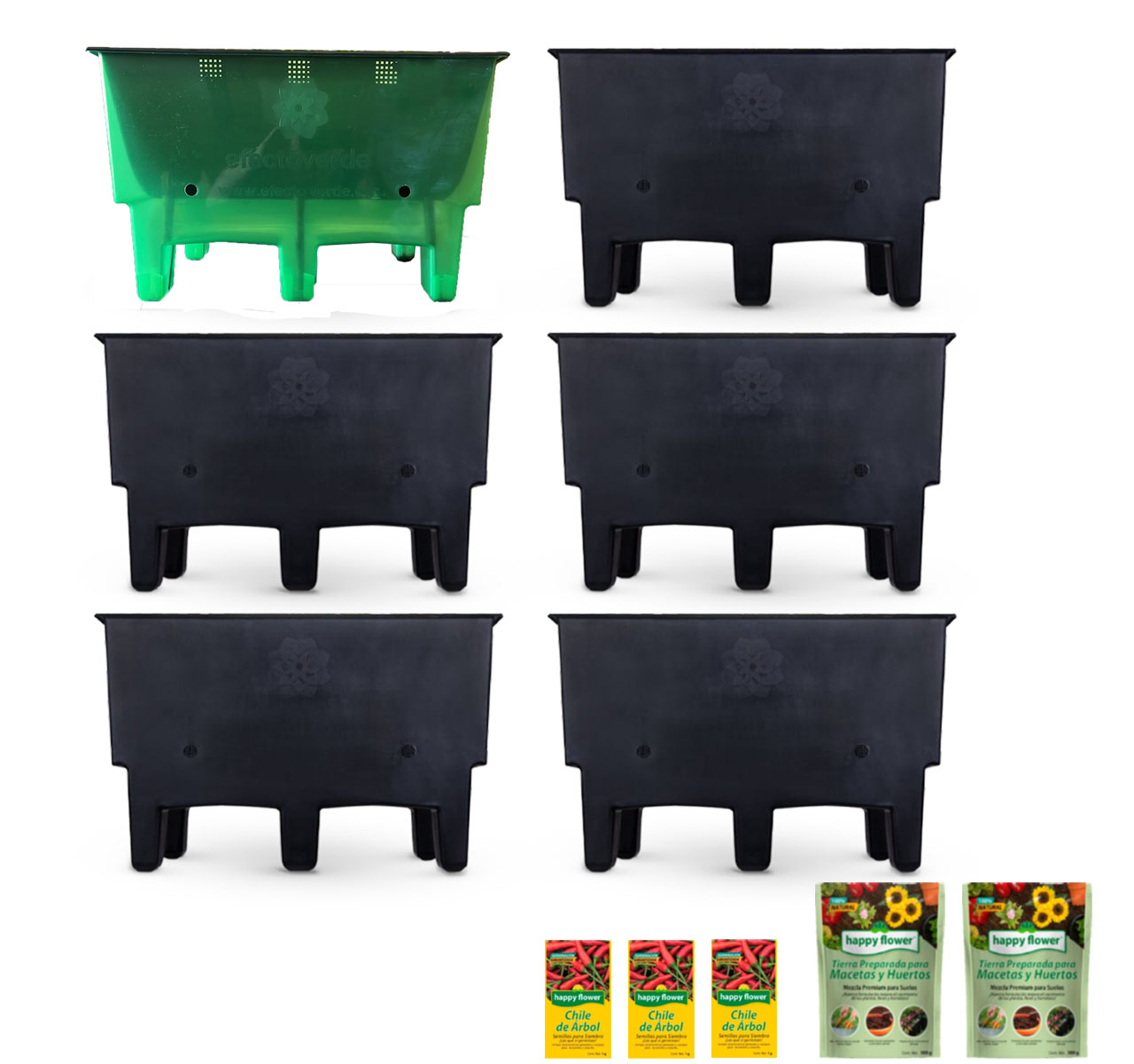6 Ecomacetas Piso con Indicador, Autorriego, Azoteas Verdes Y Huertos.