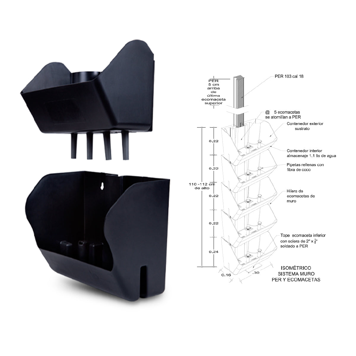 Eco Maceta Muro Kit de 12