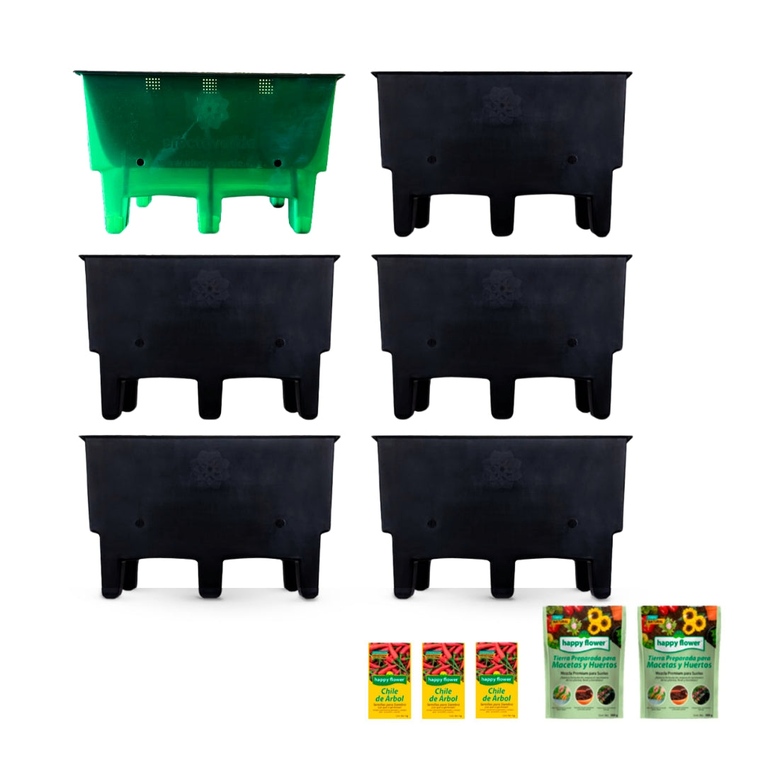 6 Ecomacetas Piso con Indicador, Autorriego, Azoteas Verdes Y Huertos.